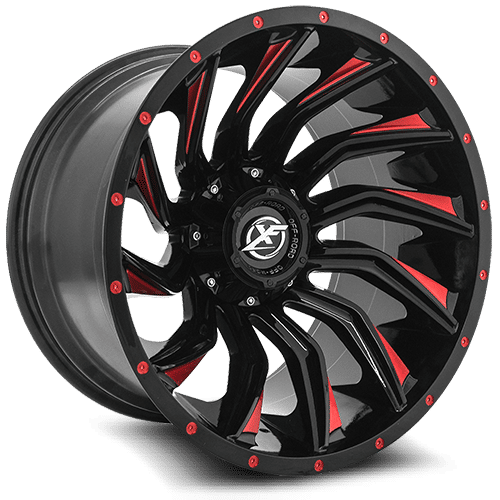 XF OFFROAD XF-224 20x10 5x127/5x139.7 -12 Gloss Black Red Milling