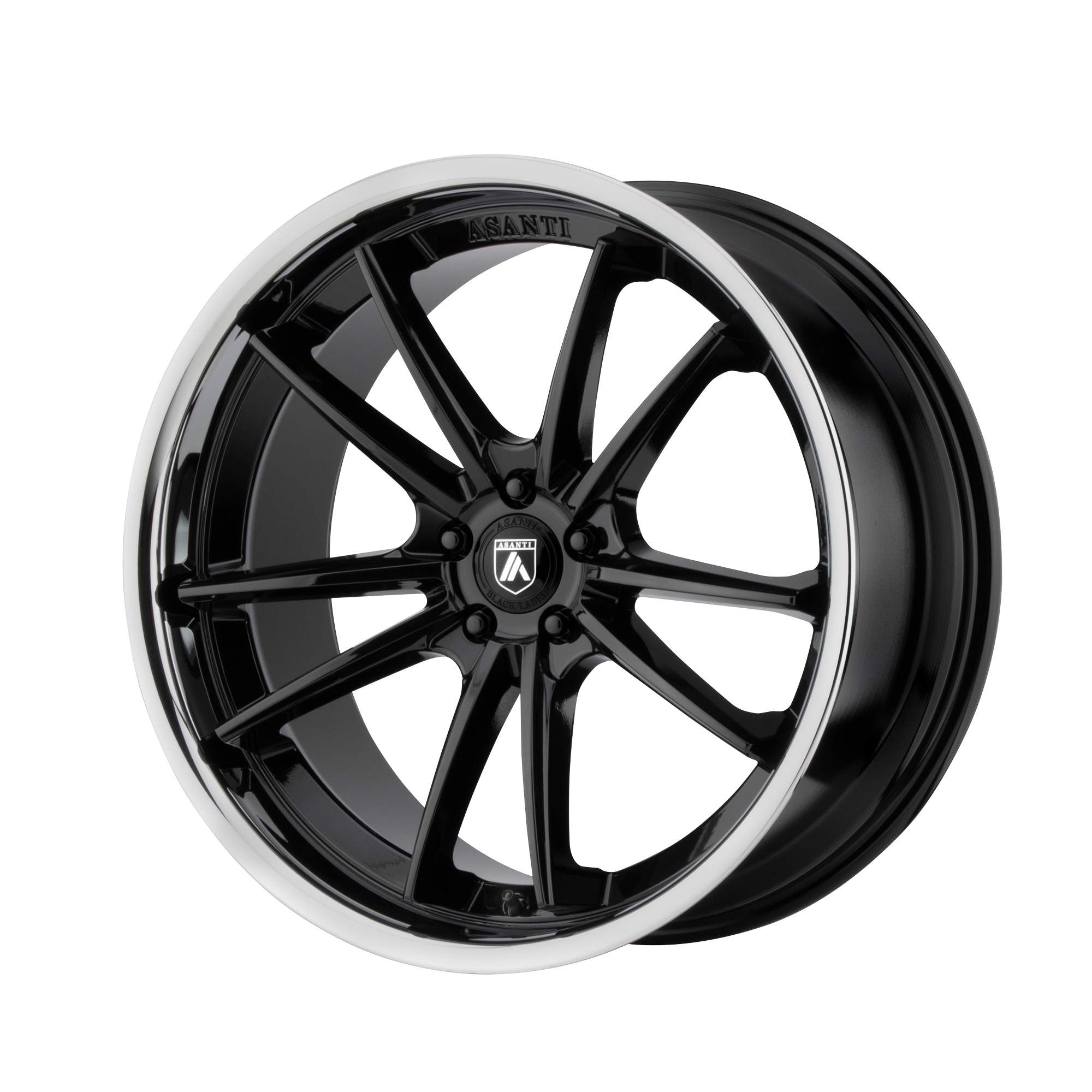 Asanti Black ABL-23 SIGMA – 20X10.5 – 5X114.3 – 38 mm – GLOSS BLACK W/ CHROME LIP