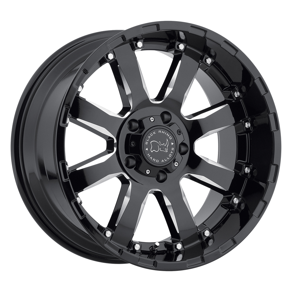 Black Rhino Hard Alloys SIERRA – 20X10 – 5X127 – -23 mm – GLOSS BLACK W/ MILLED SPOKES