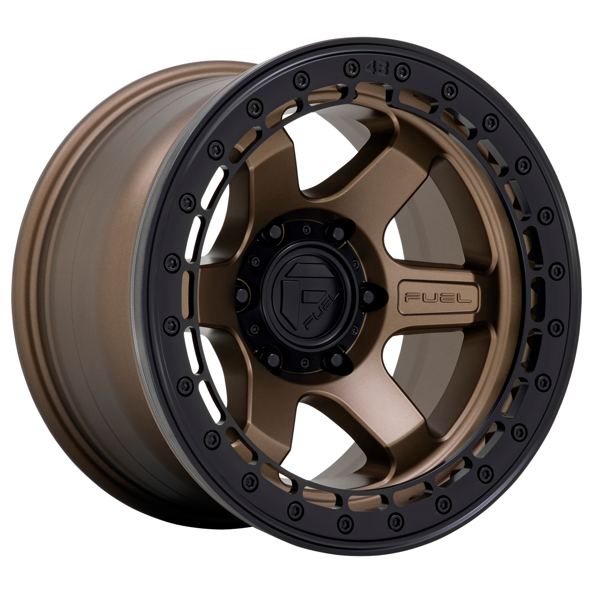 Fuel 1PC D124 BLOCK BEADLOCK – 17X8.5 – 6X135 – 0 mm – MATTE BRONZE W/ M-BLACK RING
