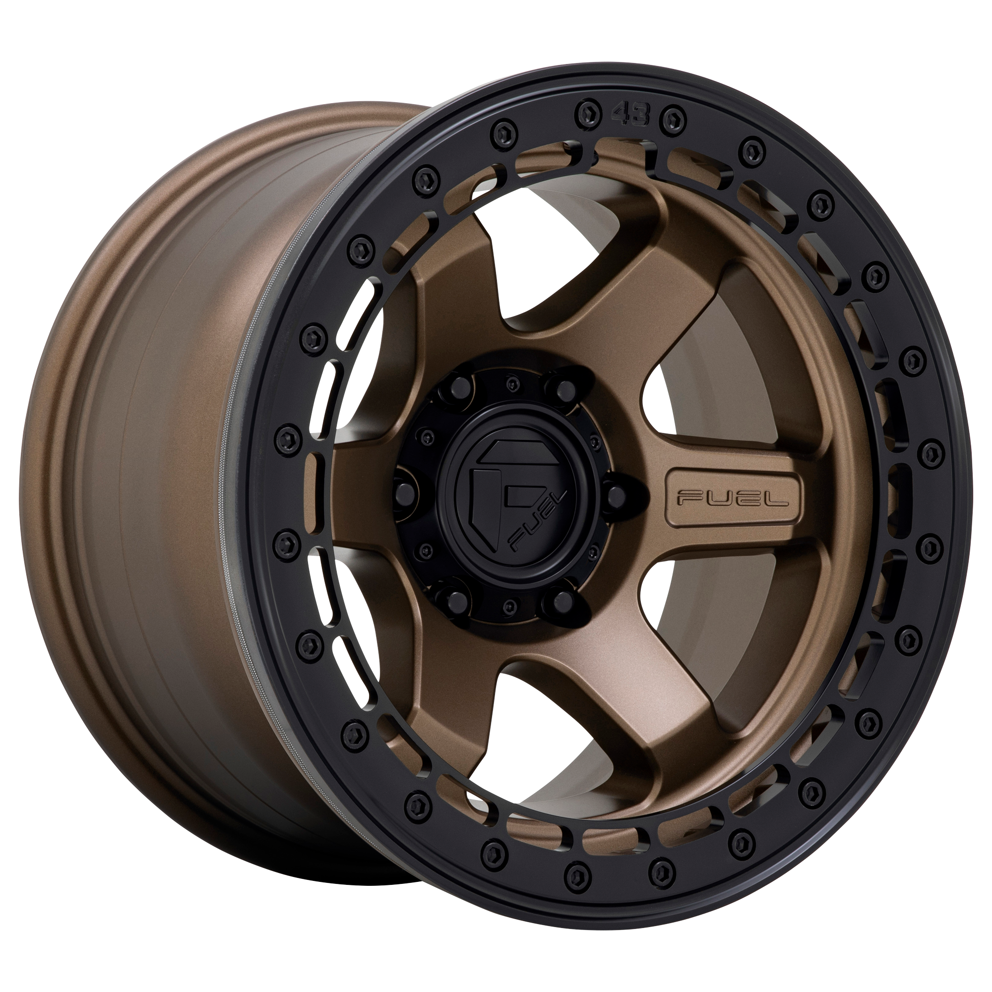Fuel 1PC D124 BLOCK BEADLOCK – 17X8.5 – 6X135 – 0 mm – MATTE BRONZE W/ M-BLACK RING