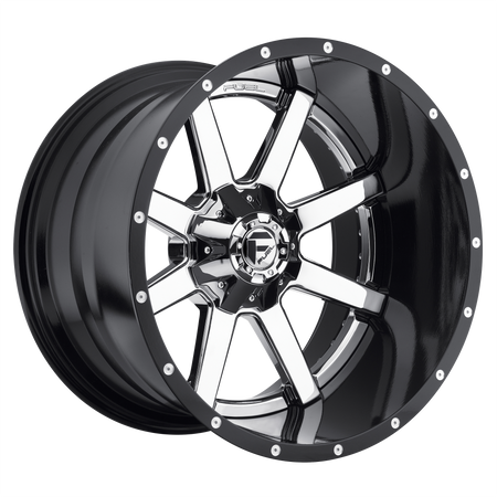 Fuel 1PC D260 MAVERICK – 24X12 – 8X165.1 – -44 mm – CHROME PLATED GLOSS BLACK LIP