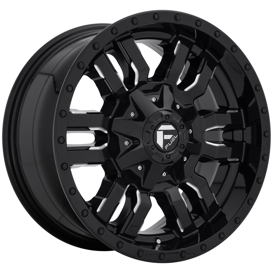 Fuel 1PC D595 SLEDGE – 18X9 – 8X165.1 – 20 mm – GLOSS BLACK MILLED
