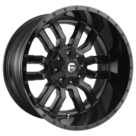 Fuel 1PC D596 SLEDGE – 20X10 – 6X135/6X139.7 – -18 mm – MATTE BLACK GLOSS BLACK LIP