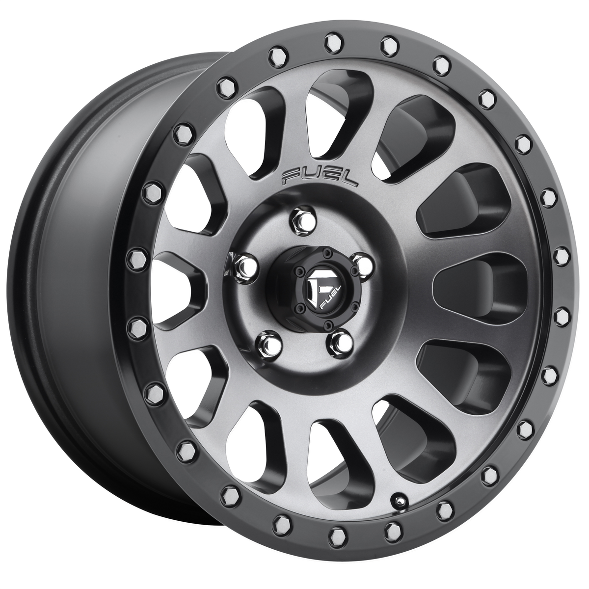Fuel 1PC D601 VECTOR – 17X8.5 – 6X139.7 – 7 mm – MATTE GUNMETAL BLACK BEAD RING
