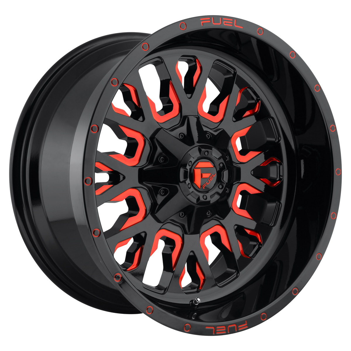 Fuel 1PC D612 STROKE – 17X9 – 5X114.3/5X127 – -12 mm – GLOSS BLACK RED TINTED CLEAR