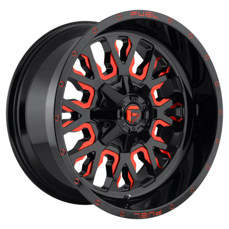 Fuel 1PC D612 STROKE – 17X9 – 5X114.3/5X127 – -12 mm – GLOSS BLACK RED TINTED CLEAR