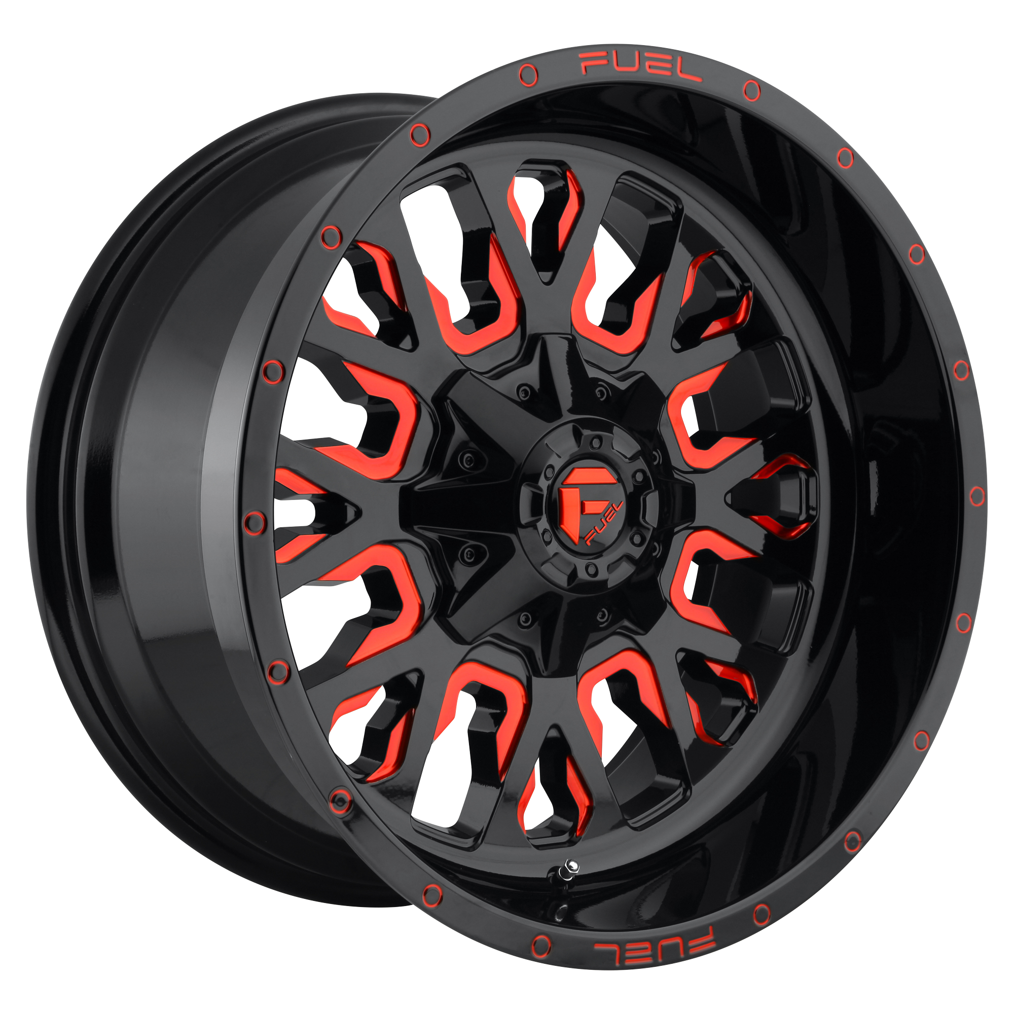Fuel 1PC D612 STROKE – 18X9 – 6X135/6X139.7 – -12 mm – GLOSS BLACK RED TINTED CLEAR