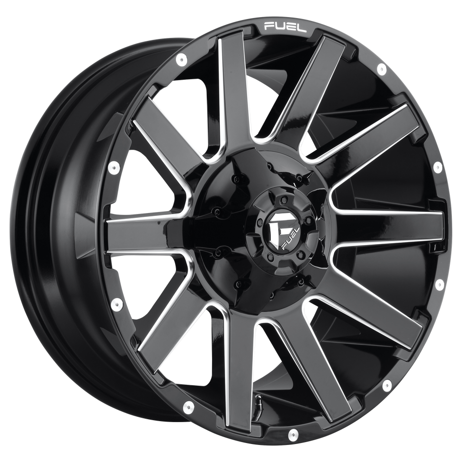 Fuel 1PC D615 CONTRA – 24X12 – 5X127/5X139.7 – -44 mm – GLOSS BLACK MILLED