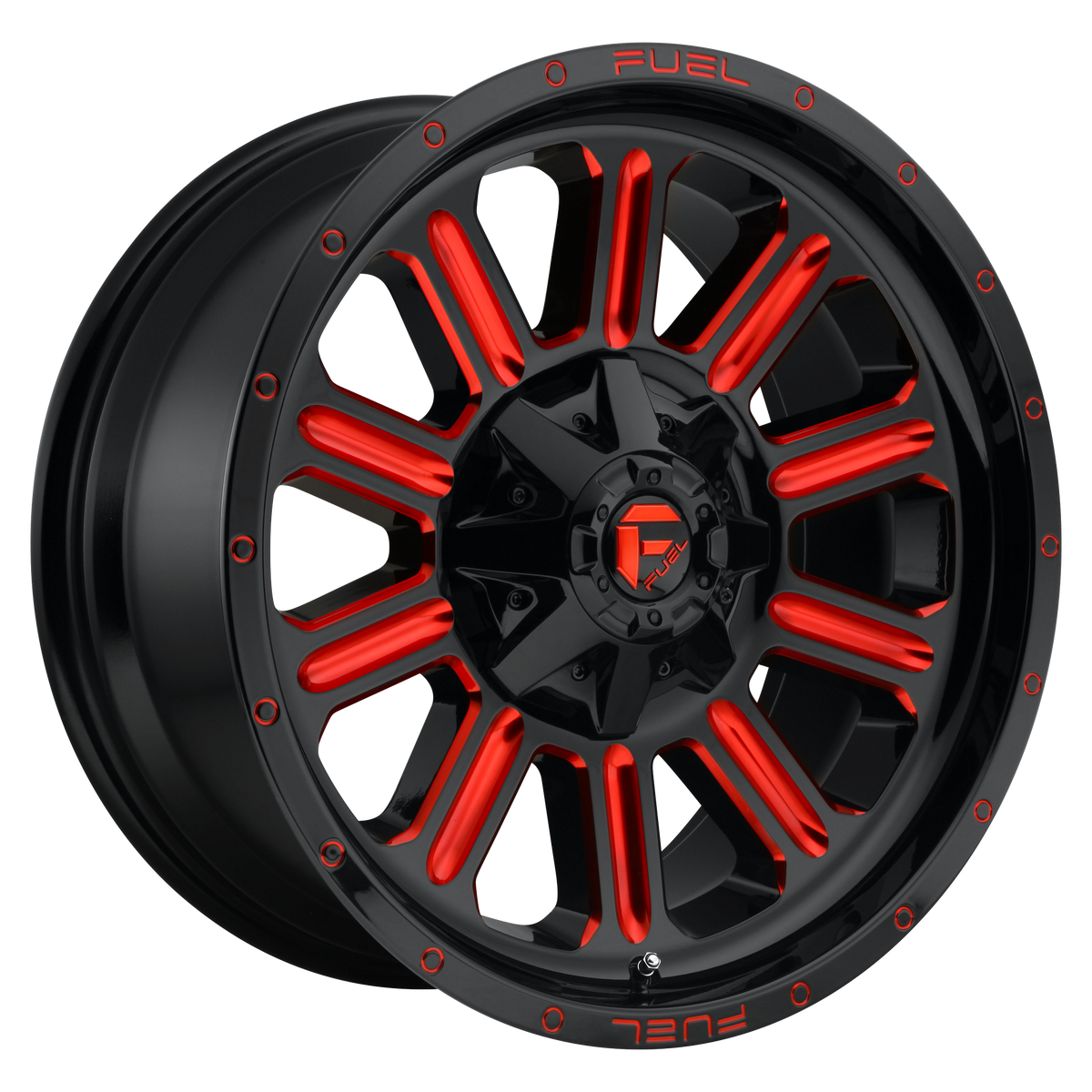 Fuel 1PC D621 HARDLINE – 20X10 – 5X114.3/5X127 – -18 mm – GLOSS BLACK RED TINTED CLEAR