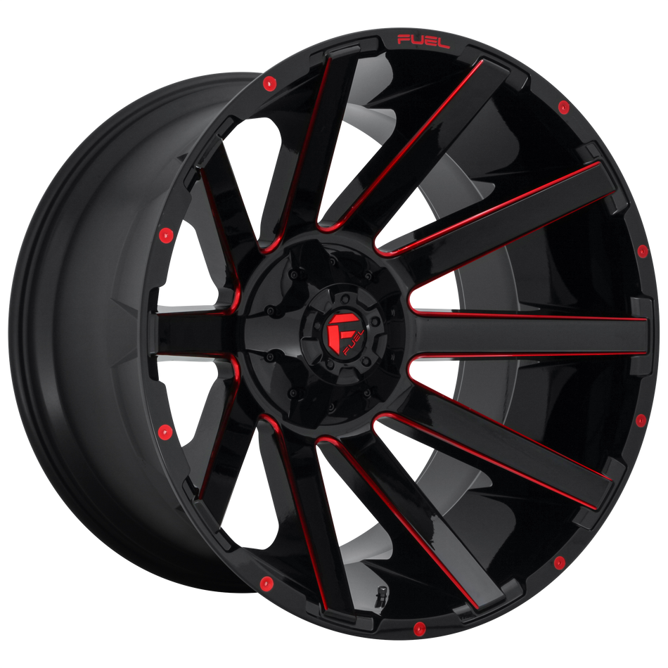 Fuel 1PC D643 CONTRA – 20X9 – 5X114.3/5X127 – 1 mm – GLOSS BLACK RED TINTED CLEAR