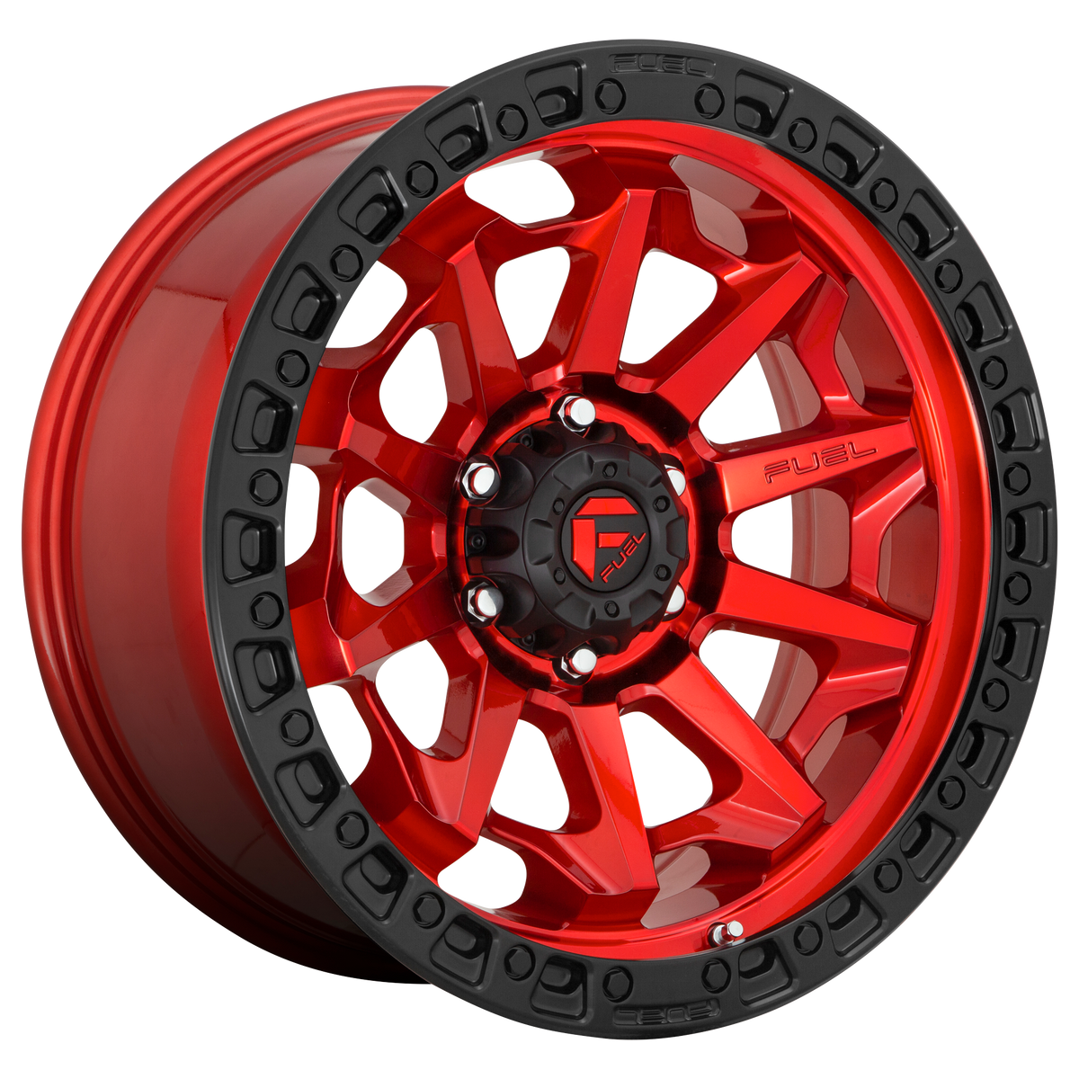 Fuel 1PC D695 COVERT – 17X9 – 5X127 – -12 mm – CANDY RED BLACK BEAD RING