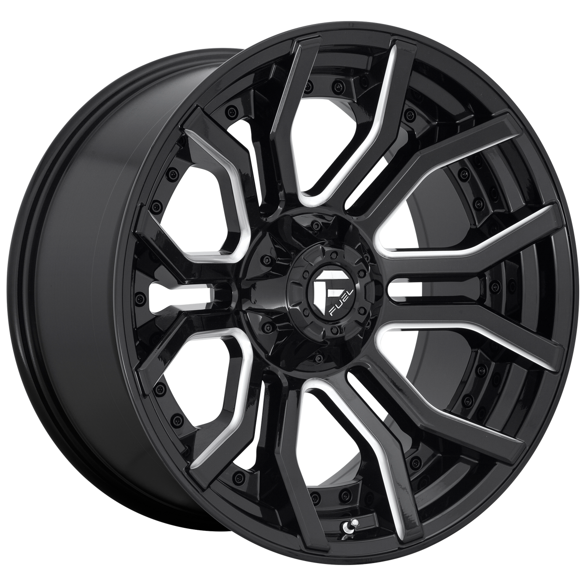 Fuel 1PC D711 RAGE – 20X10 – 6X135/6X139.7 – -18 mm – GLOSS BLACK MILLED