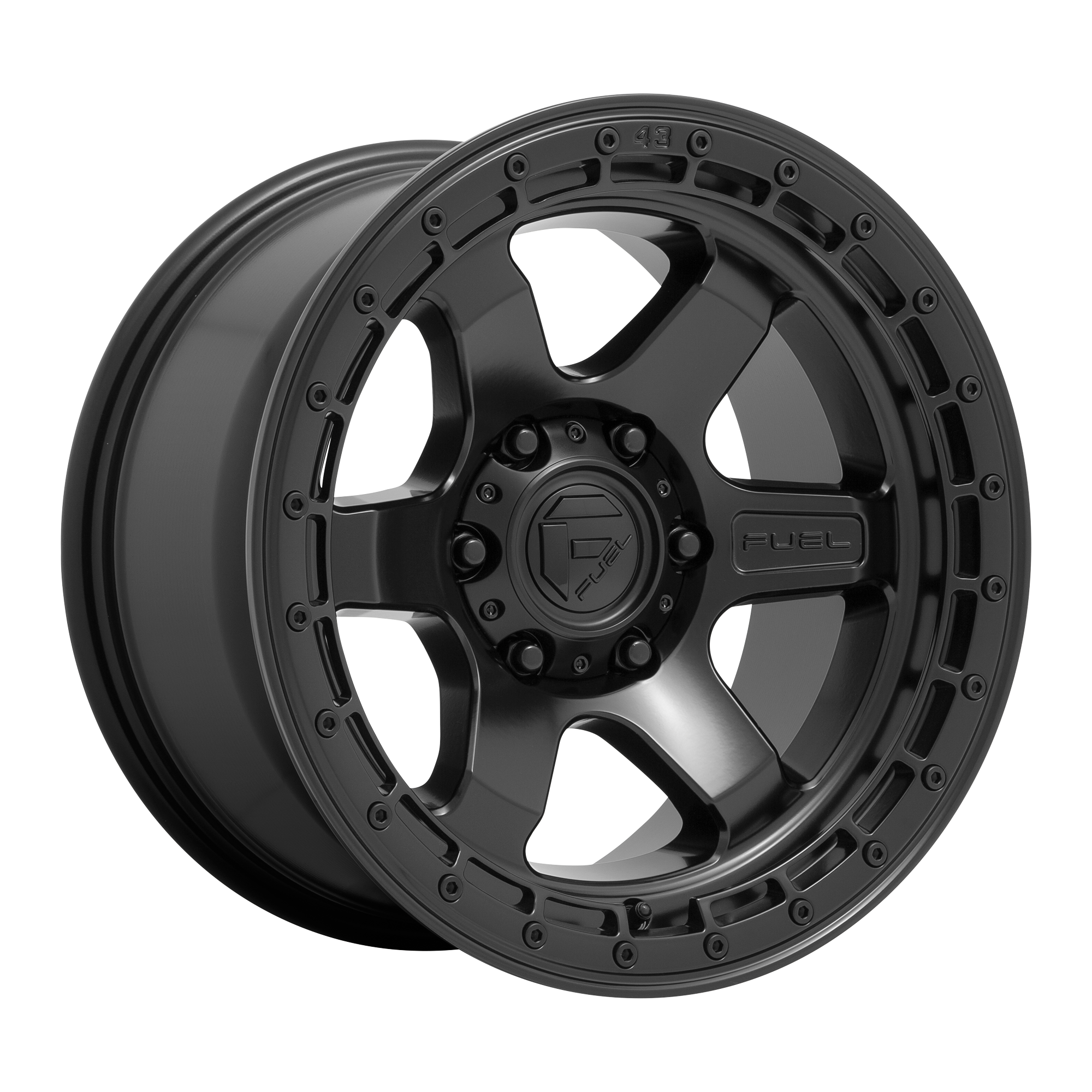 Fuel 1PC D750 BLOCK – 17X9 – 5X127 – 1 mm – MATTE BLACK W/ BLACK RING