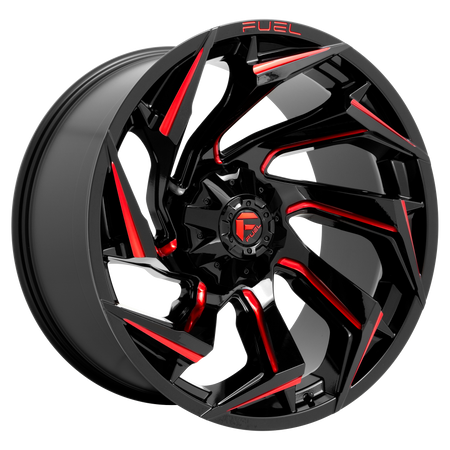 Fuel 1PC D755 REACTION – 20X9 – 5X114.3/5X127 – 20 mm – GLOSS BLACK MILLED W/ RED TINT