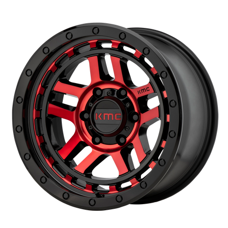 KMC KM540 RECON – 17X9 – 6X139.7 – -12 mm – GLOSS BLACK MACH W/ RED TINT