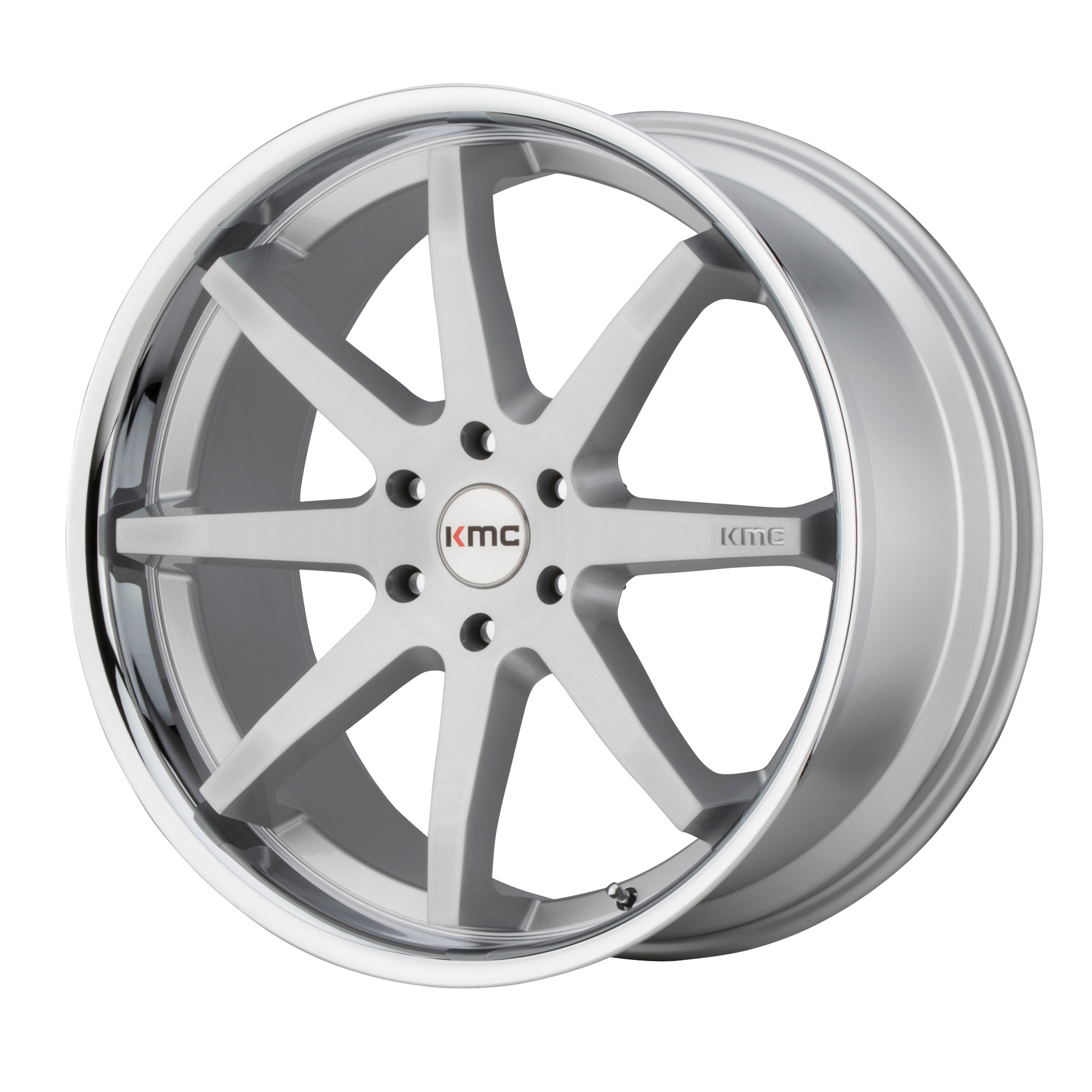 KMC KM715 REVERB – 20X9 – 5X114.3 – 30 mm – BRUSHED SILVER W/ CHROME LIP