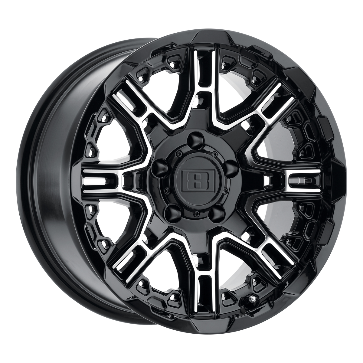 Level 8 SLINGSHOT – 16X8.5 – 6X135 – 10 mm – GLOSS BLACK W/ MACHINED FACE