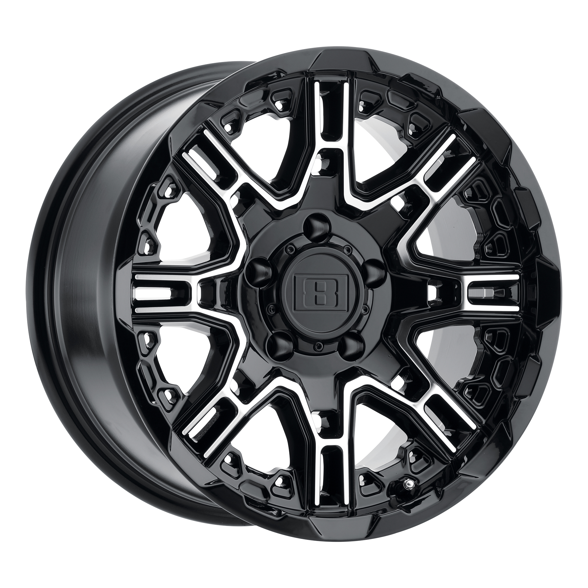 Level 8 SLINGSHOT – 16X8.5 – 6X135 – 10 mm – GLOSS BLACK W/ MACHINED FACE