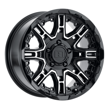 Level 8 SLINGSHOT – 22X11.5 – 5X127 – -44 mm – GLOSS BLACK W/ MACHINED FACE