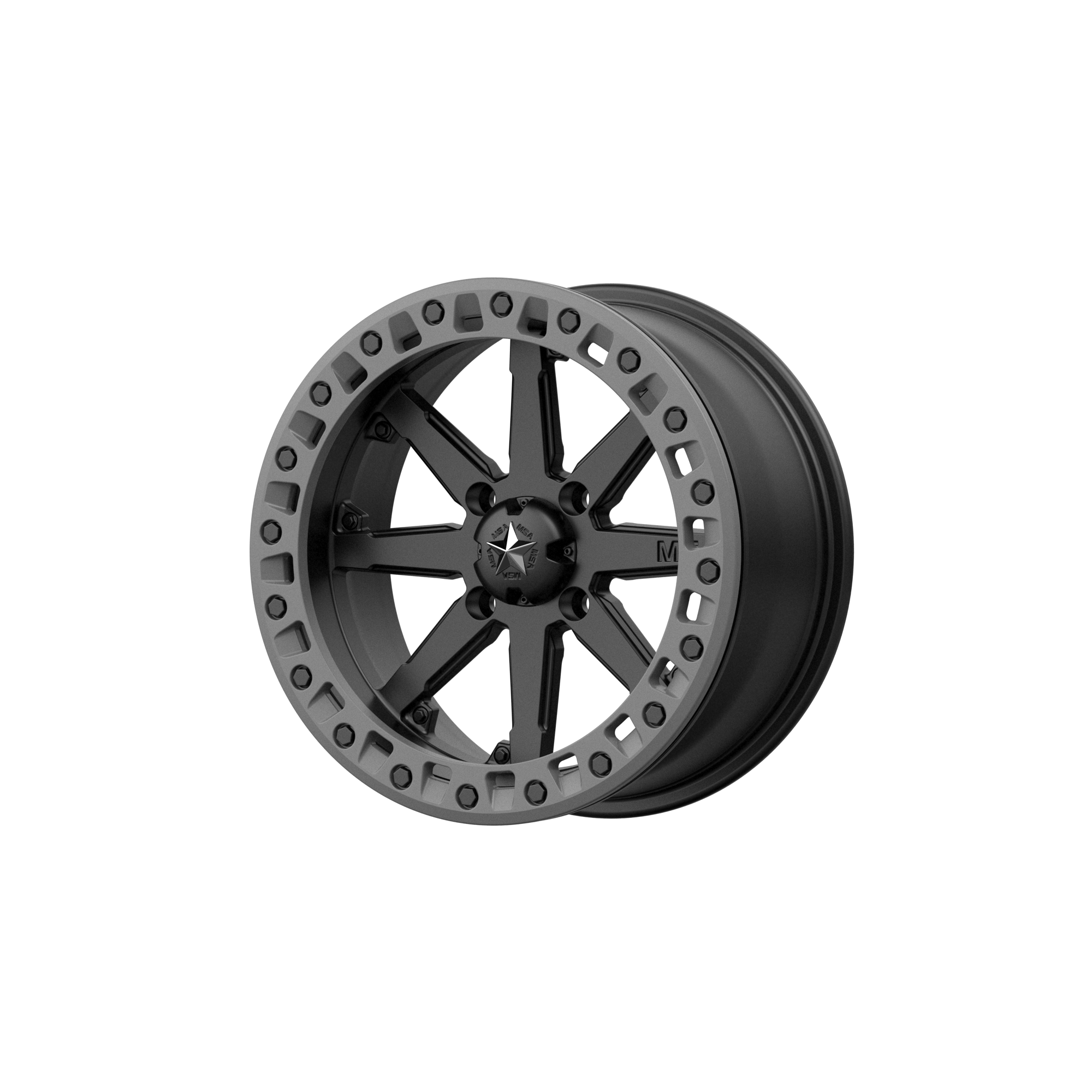 MSA Offroad Wheels M31 LOK2 UTV BEADLOCK – 14X10 – 4X156 – 0 mm – SATIN BLACK W/ MATTE GRAY RING