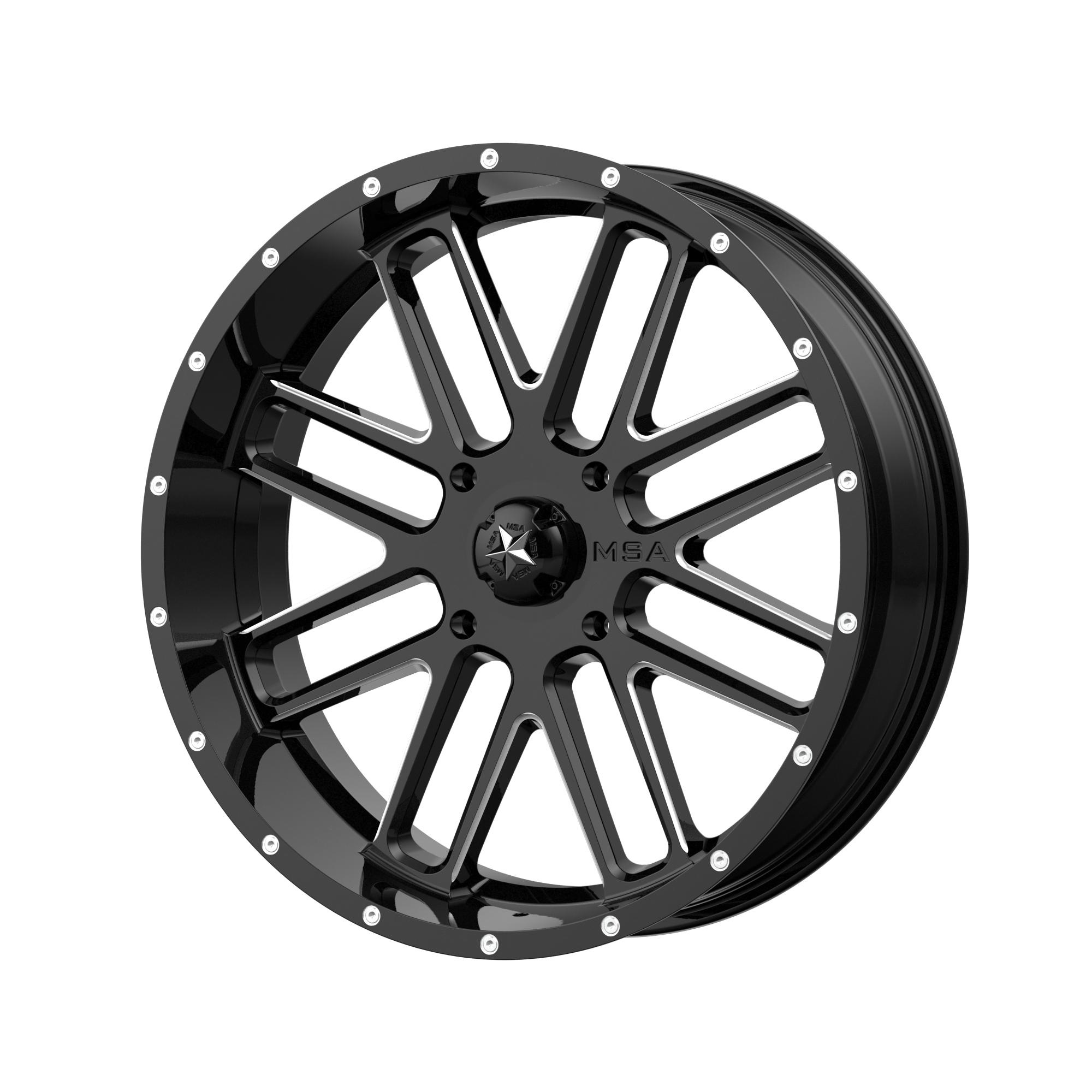 MSA Offroad Wheels M35 BANDIT UTV – 20X7 – 4X156 – 0 mm – GLOSS BLACK MILLED