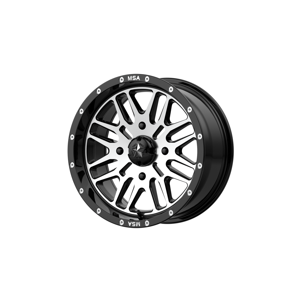 MSA Offroad Wheels M38 BRUTE UTV – 15X7 – 4X156 – 10 mm – GLOSS BLACK MACHINED