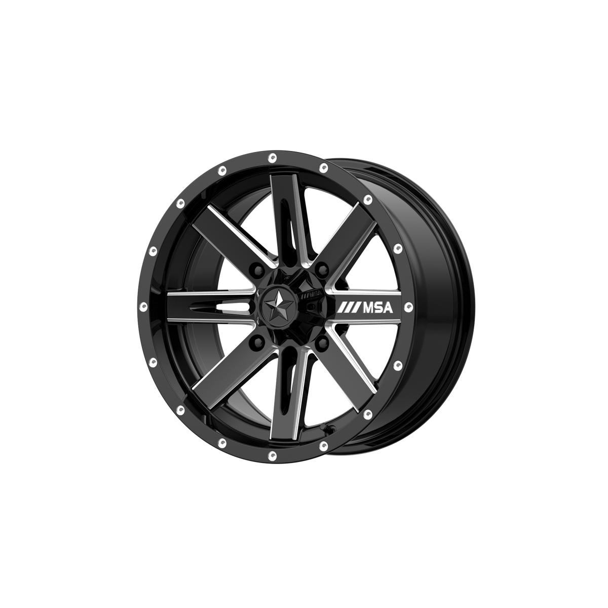MSA Offroad Wheels M41 BOXER UTV – 18X7 – 4X156 – 10 mm – GLOSS BLACK MILLED
