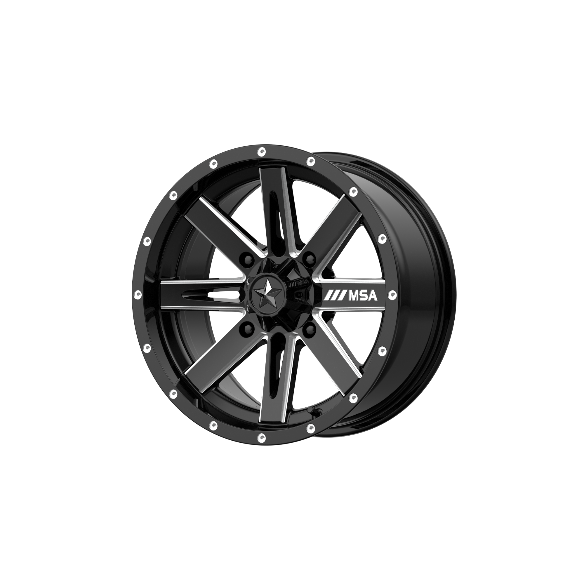 MSA Offroad Wheels M41 BOXER UTV – 18X7 – 4X156 – 10 mm – GLOSS BLACK MILLED