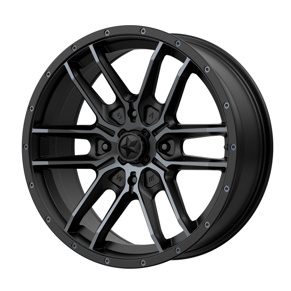 MSA Offroad Wheels M43 FANG UTV – 18X7 – 4X156 – 10 mm – SATIN BLACK W/ TITANIUM TINT