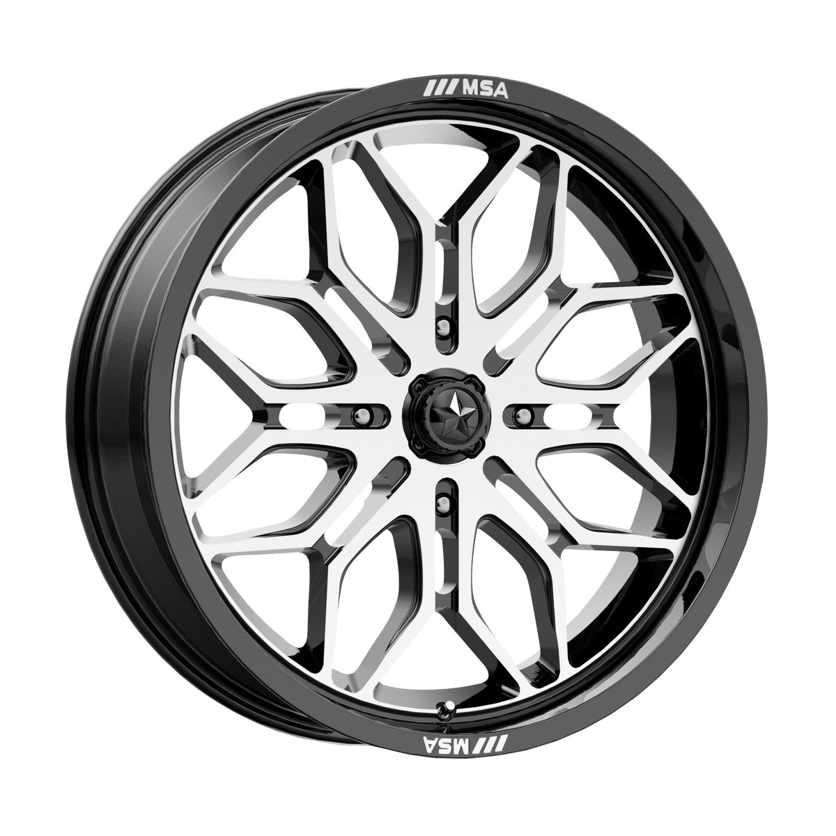 MSA Offroad Wheels M47 SNIPER UTV – 18X7 – 4X110 – 10 mm – GLOSS BLACK MACHINED