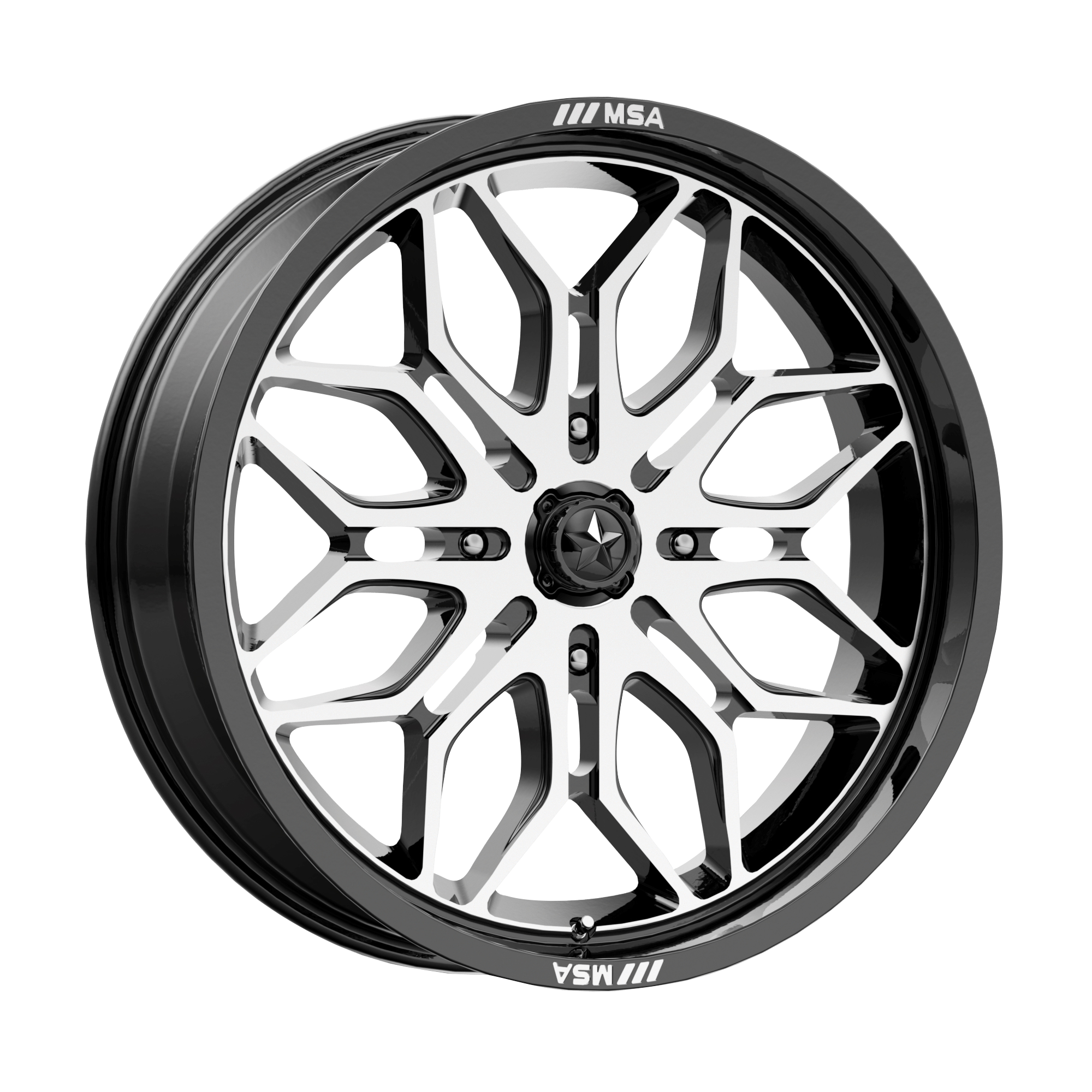 MSA Offroad Wheels M47 SNIPER UTV – 18X7 – 4X110 – 10 mm – GLOSS BLACK MACHINED