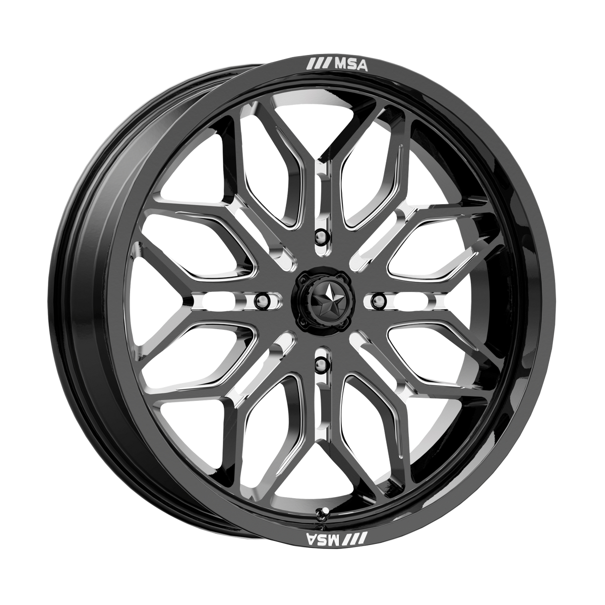 MSA Offroad Wheels M47 SNIPER UTV – 20X7 – 4X156 – 10 mm – GLOSS BLACK MILLED