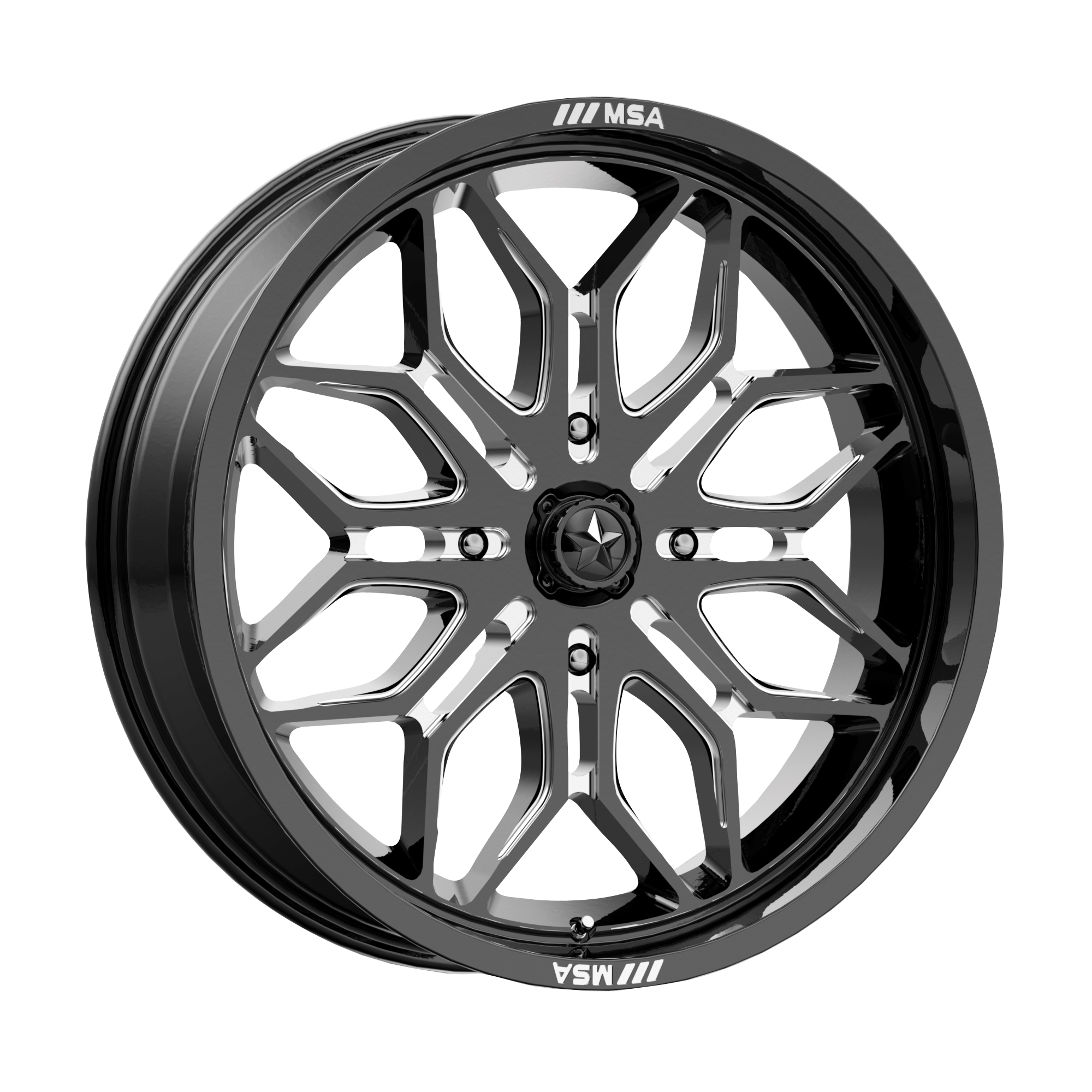 MSA Offroad Wheels M47 SNIPER UTV – 18X7 – 4X156 – 10 mm – GLOSS BLACK MILLED
