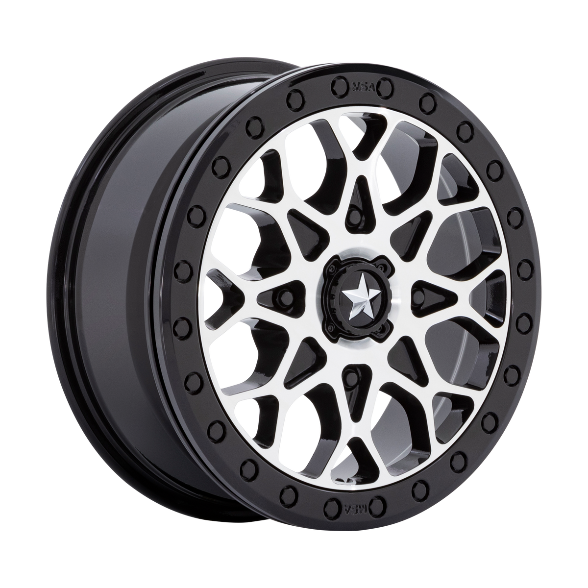 MSA Offroad Wheels M48 PORTAL UTV BEADLOCK – 15X6 – 4X110 – 38 mm – GLOSS BLACK MACHINED W GB RING