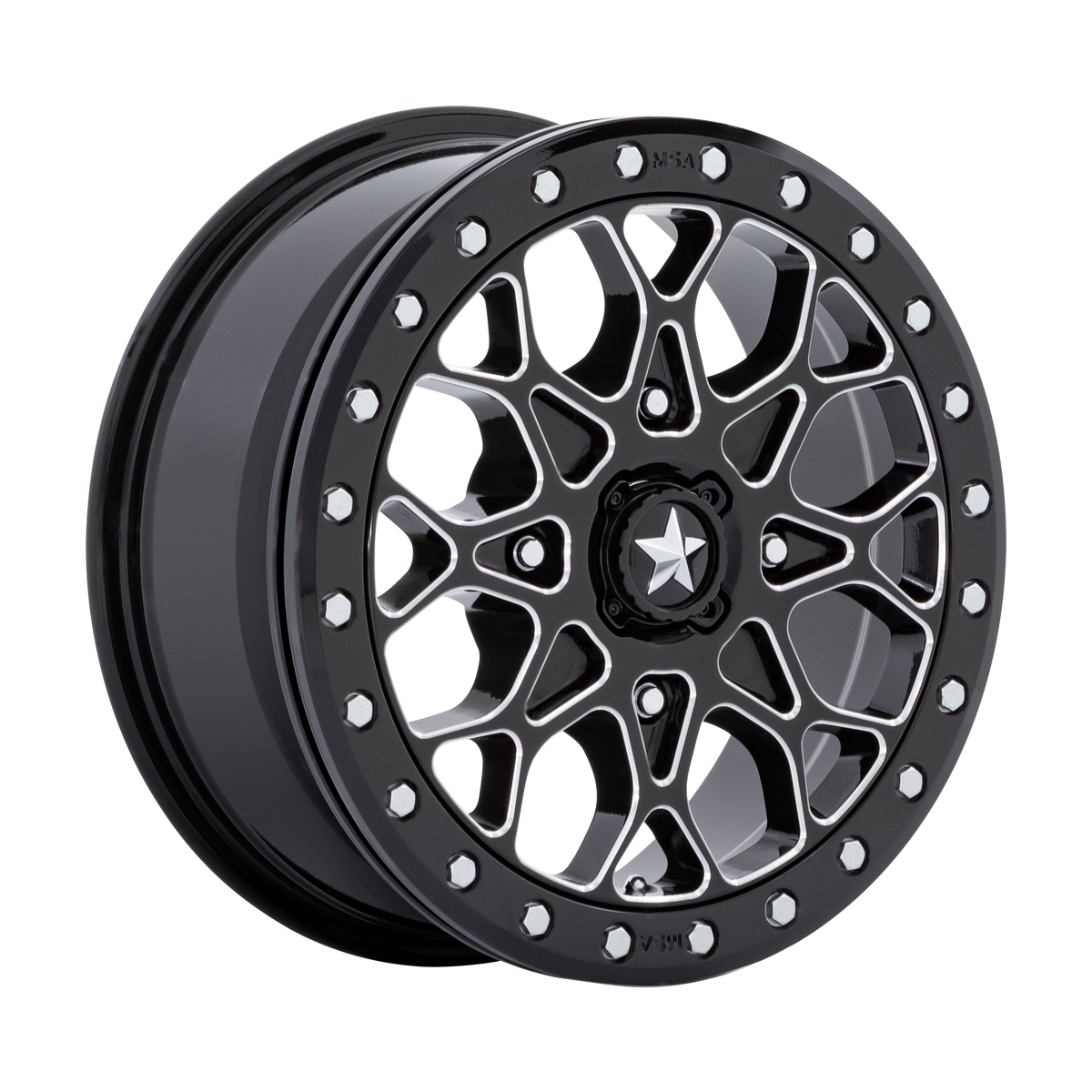 MSA Offroad Wheels M48 PORTAL UTV BEADLOCK – 15X6 – 4X110 – 38 mm – GLOSS BLACK MILLED W/ GB RING