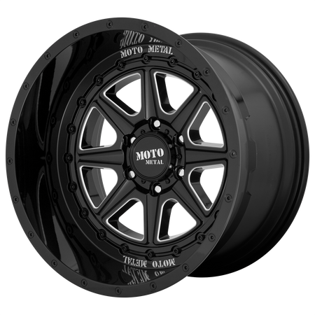 Moto Metal MO801 PHANTOM – 20X10 – 5X127 – -18 mm – GLOSS BLACK MILLED