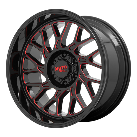 Moto Metal MO805 – 20X10 – 8X170 – -18 mm – GLOSS BLACK MILLED W/ RED TINT