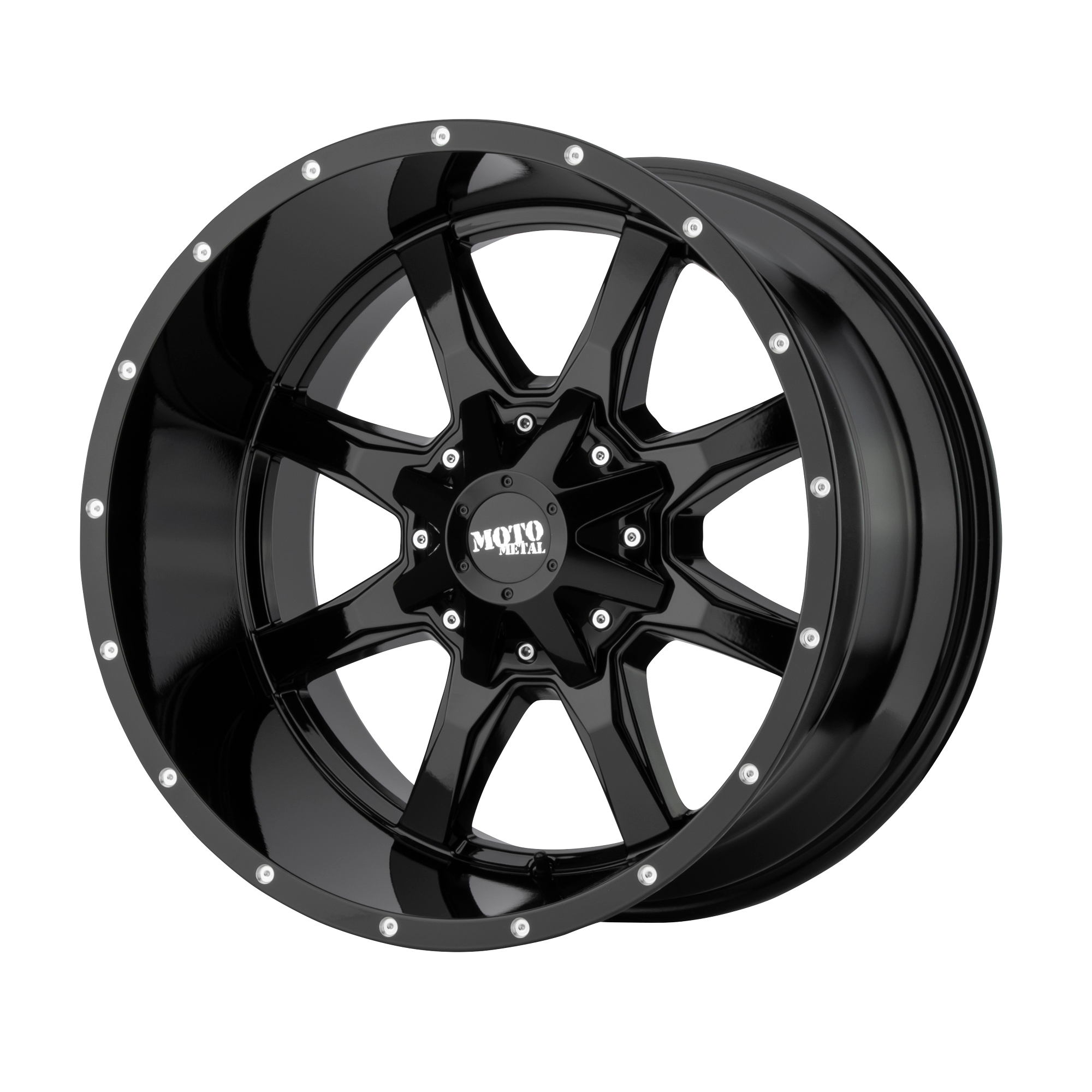 Moto Metal MO970 – 20X10 – 5X127/5X139.7 – -24 mm – GLOSS BLACK W/ SPOT MILLED LIP