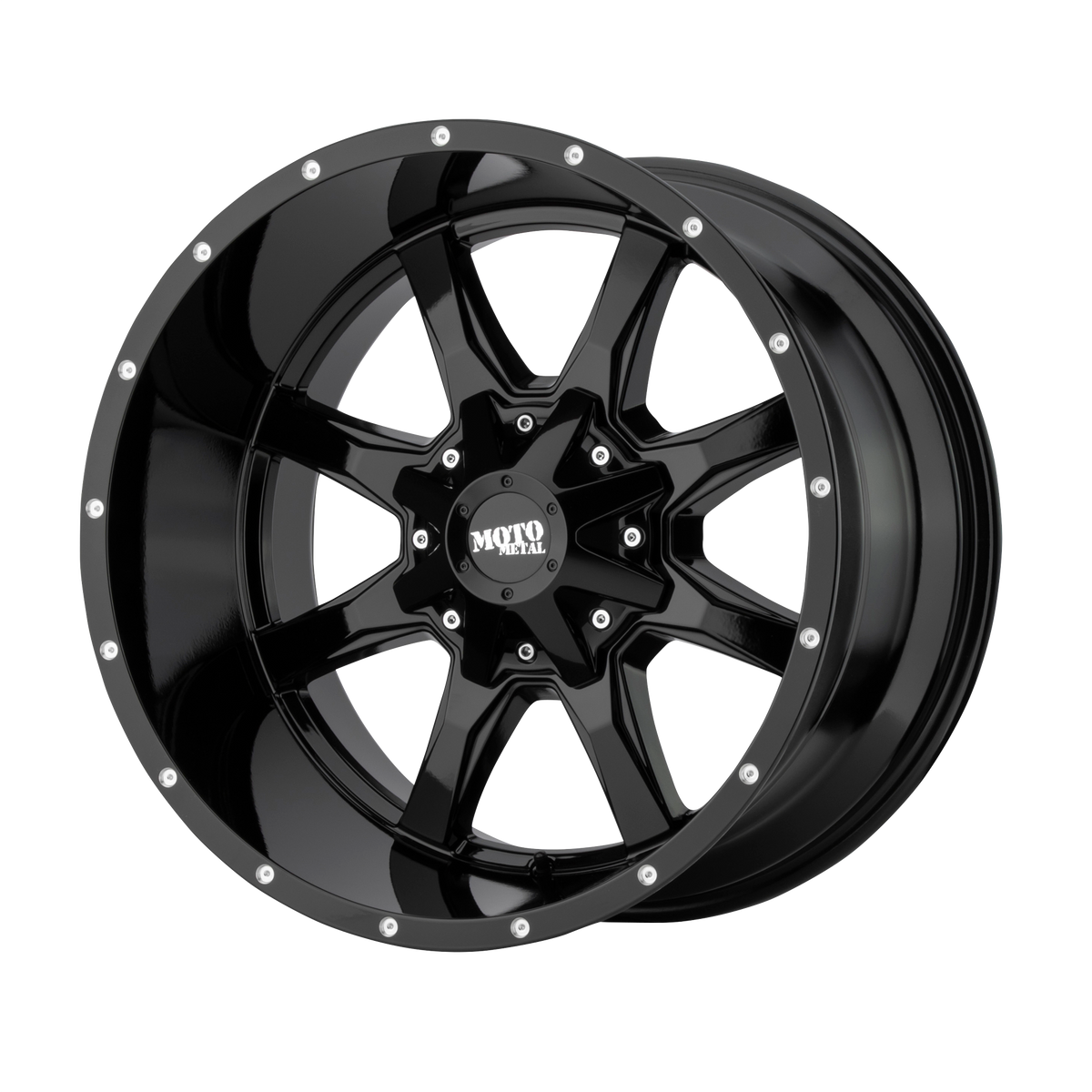 Moto Metal MO970 – 17X8 – 5X127/5X139.7 – 0 mm – GLOSS BLACK W/ SPOT MILLED LIP