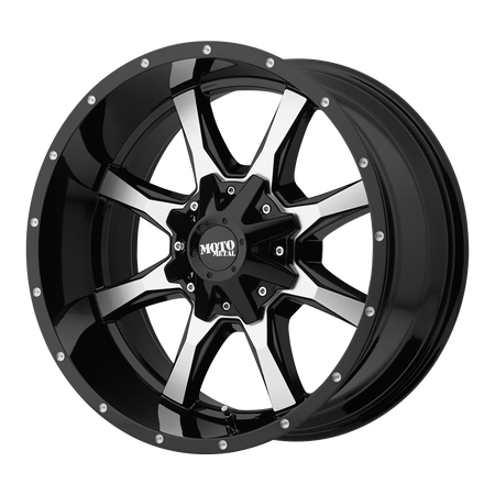Moto Metal MO970 – 20X10 – 6X135/6X139.7 – -24 mm – GLOSS BLACK W/ MACHINED FACE
