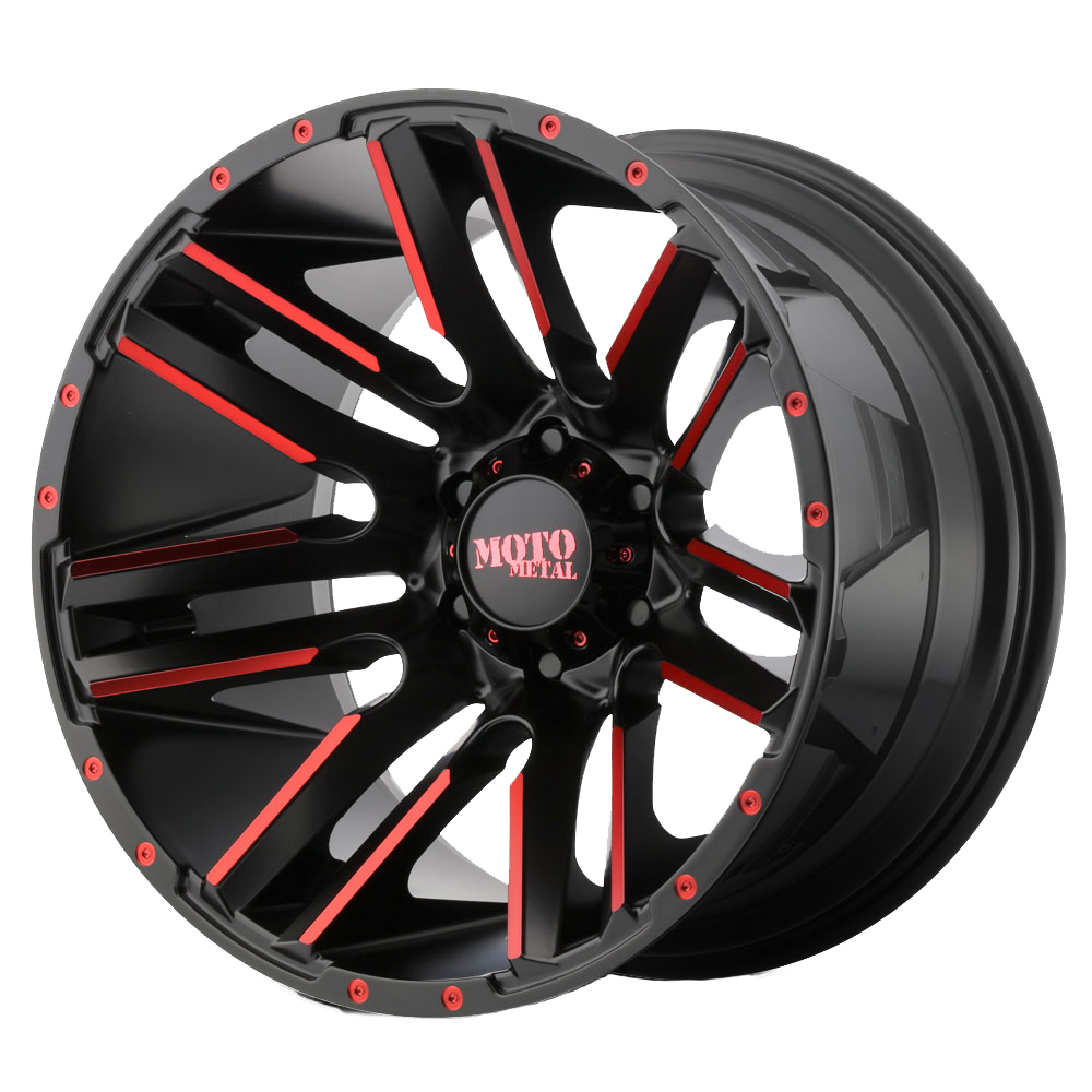 Moto Metal MO978 RAZOR – 20X10 – 5X127 – -24 mm – SATIN BLACK MACH W/ RED TINT