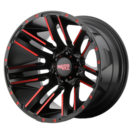 Moto Metal MO978 RAZOR – 20X10 – 5X127 – -24 mm – SATIN BLACK MACH W/ RED TINT