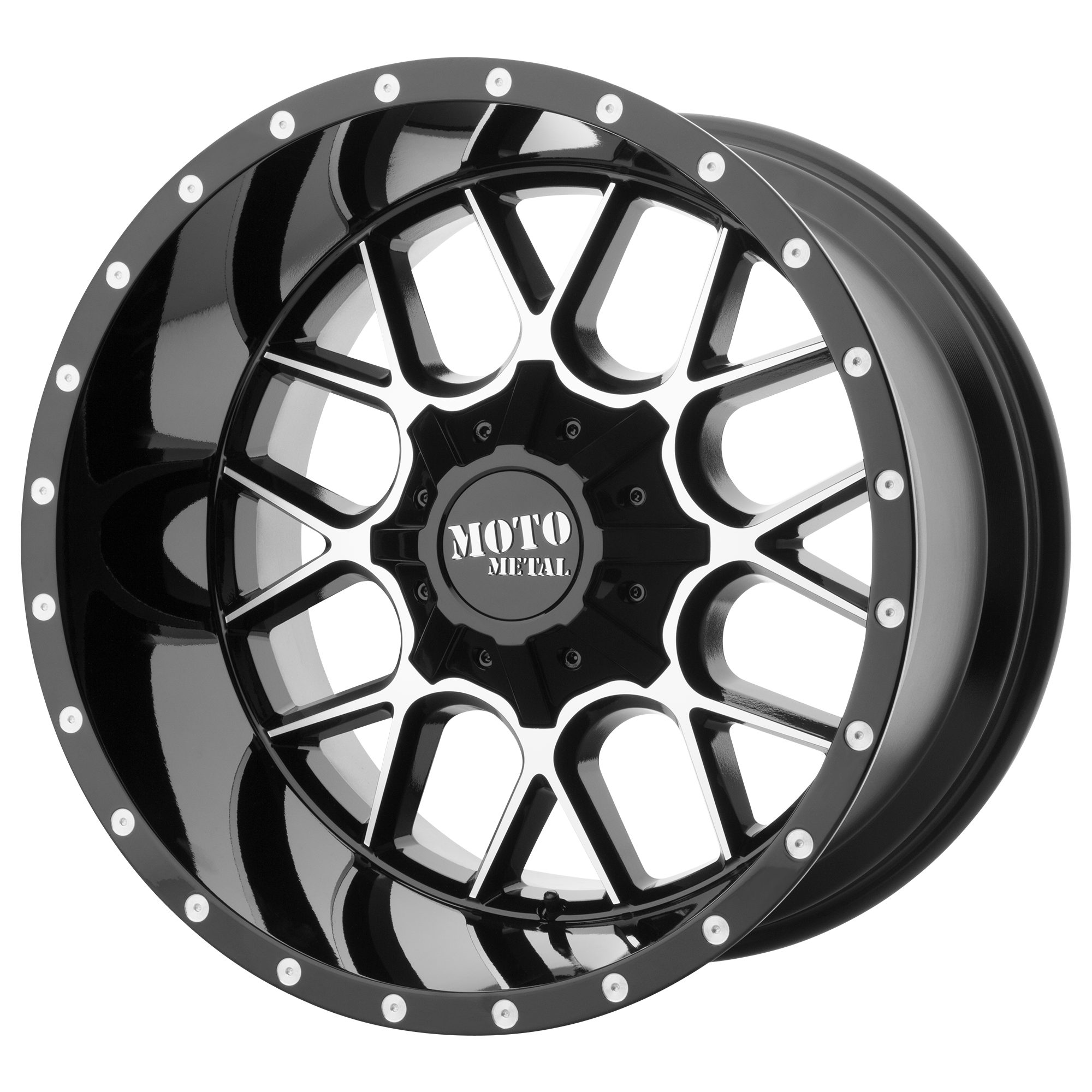 Moto Metal MO986 SIEGE – 20X12 – 6X135/6X139.7 – -44 mm – GLOSS BLACK MACHINED
