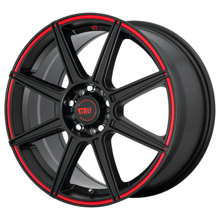 Motegi MR142 CS8 – 15X6.5 – 5X100/5X114.3 – 40 mm – SATIN BLACK W/ RED STRIPE