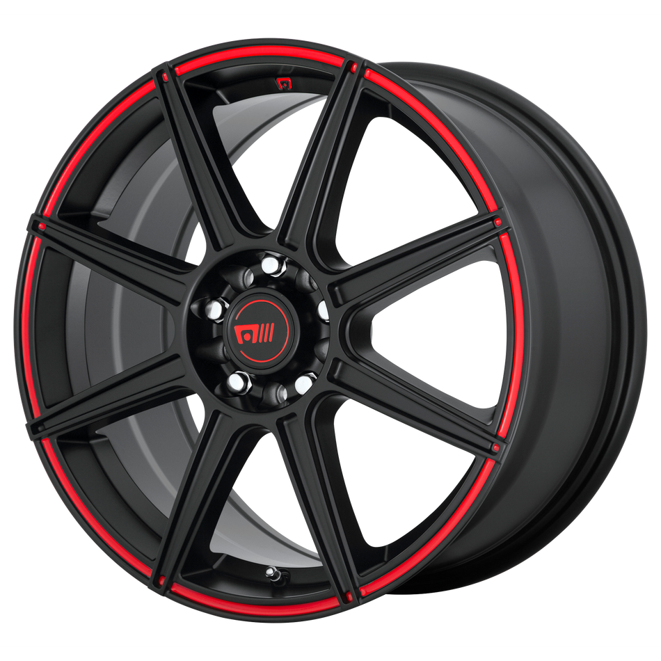 Motegi MR142 CS8 – 17X7 – 4X100/4X108 – 40 mm – SATIN BLACK W/ RED STRIPE