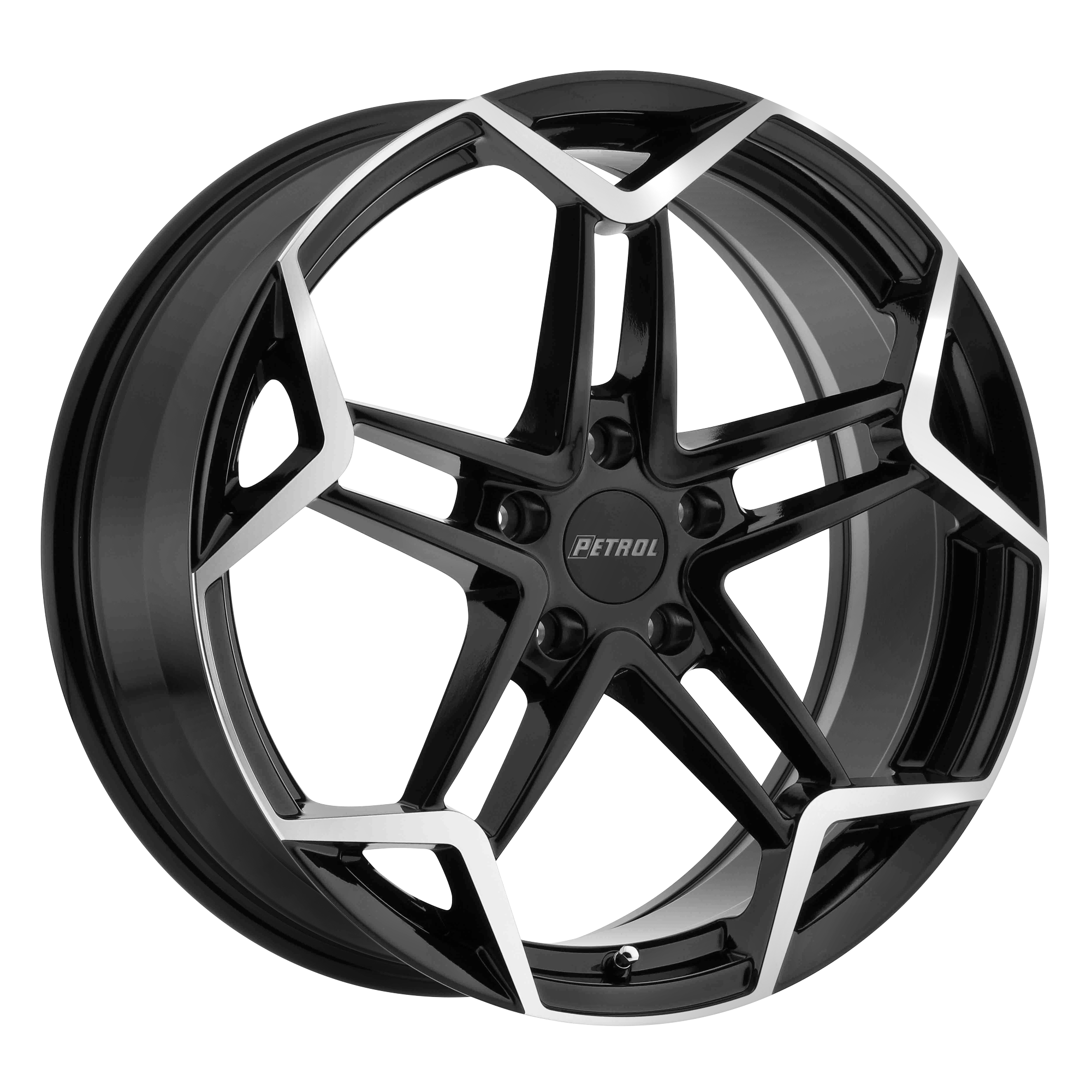 Petrol P1A – 17X8 – 5X112 – 32 mm – GLOSS BLACK W/ MACH CUT FACE