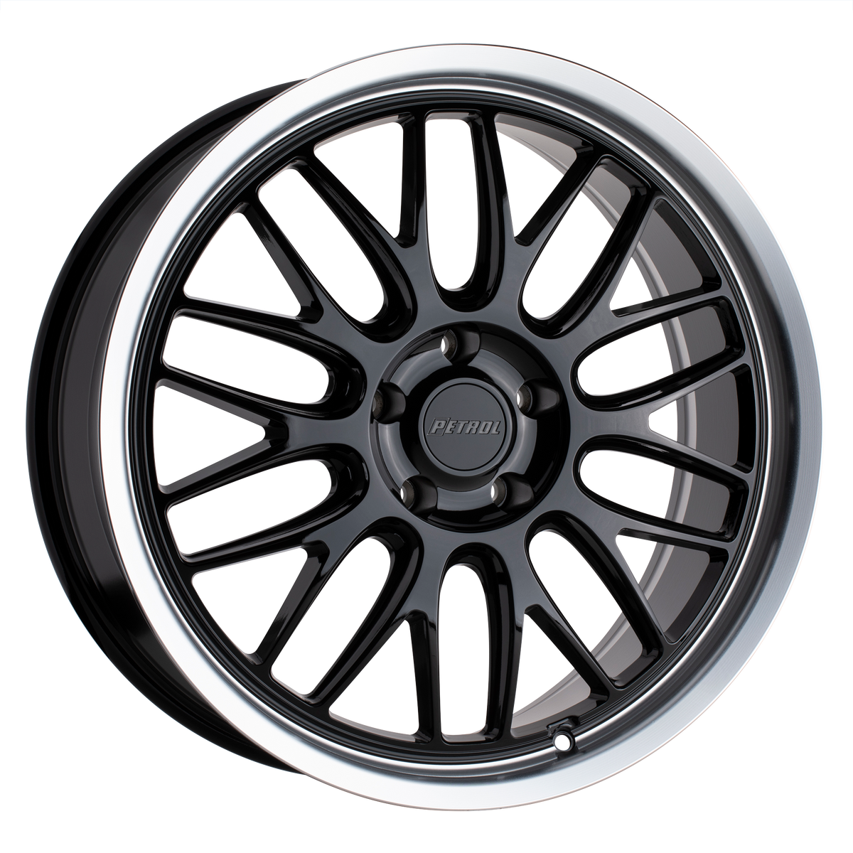 Petrol P4C – 16X7 – 5X114.3 – 40 mm – GLOSS BLACK W/ MACH CUT LIP