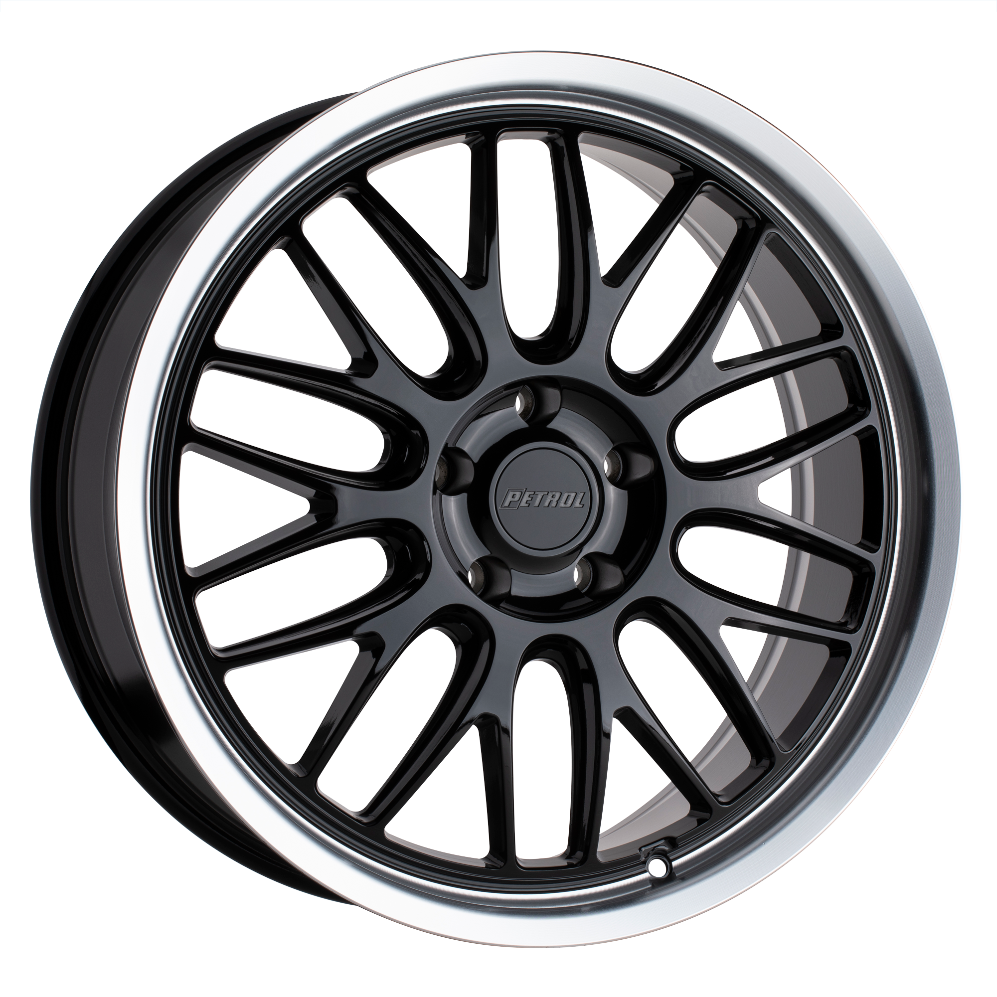 Petrol P4C – 16X7 – 5X100 – 40 mm – GLOSS BLACK W/ MACH CUT LIP