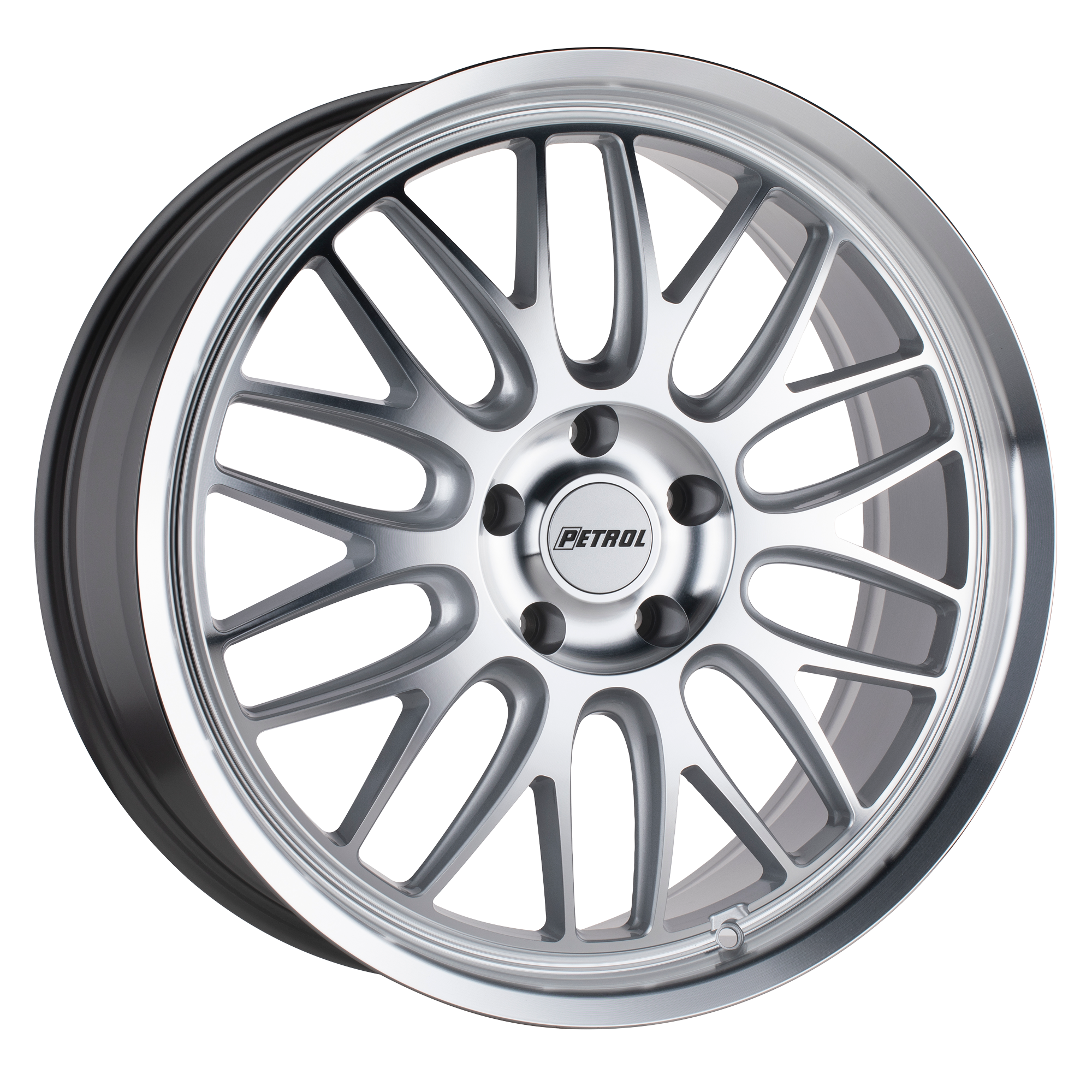 Petrol P4C – 17X8 – 5X115 – 40 mm – SILVER W/ MACHINED FACE & LIP